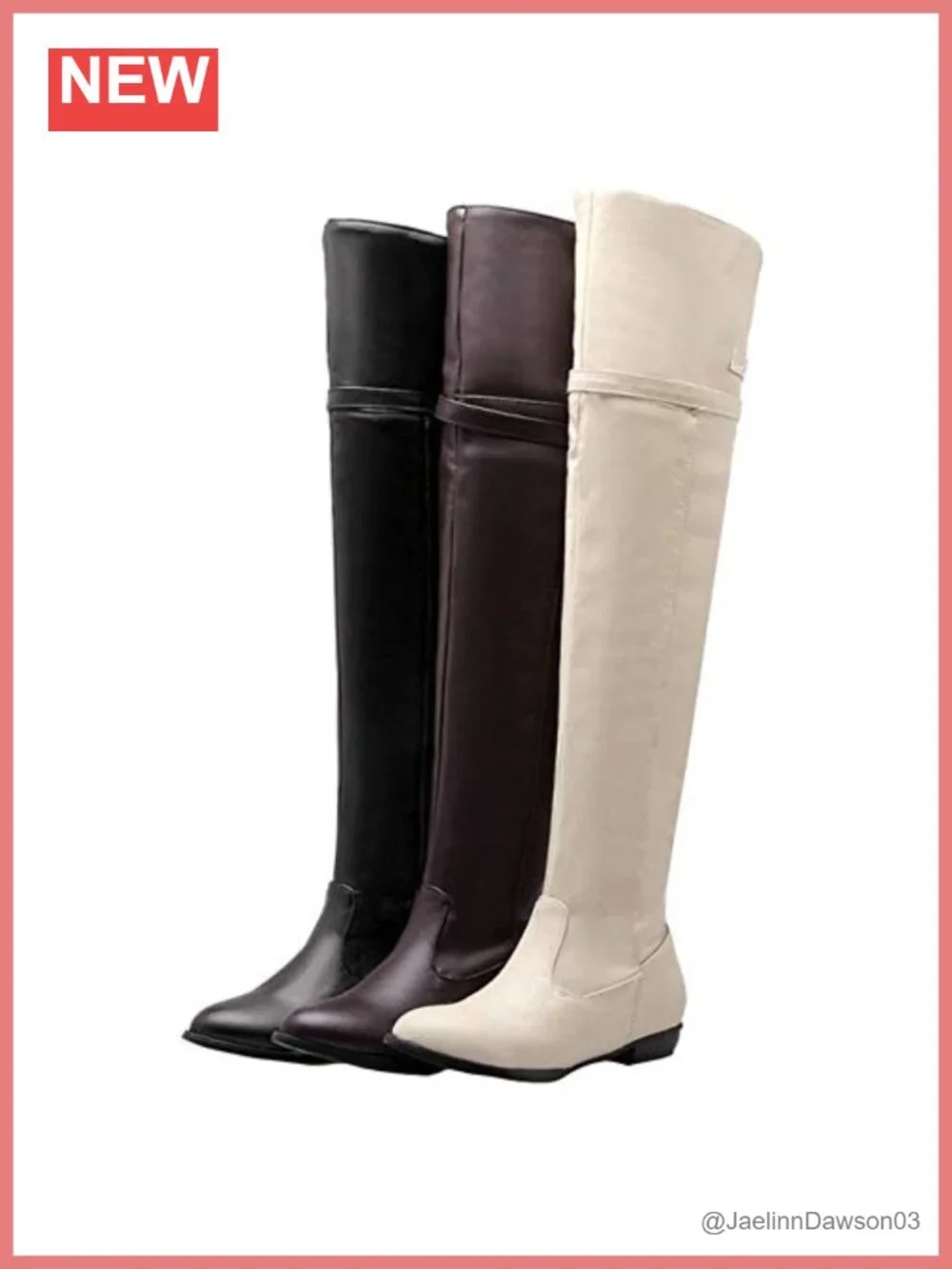 Women Thigh High Boots Faux Suede Block Heel Side Zip Warm Lined